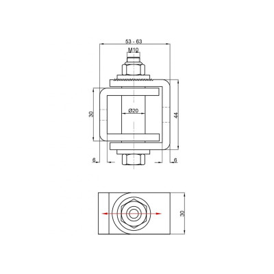 Záves nastaviteľný na bránu M10 Bzn 50kg