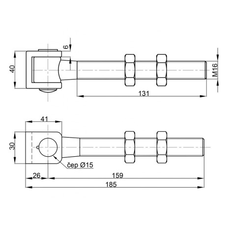 Záves nastaviteľný M16 BZn 25kg