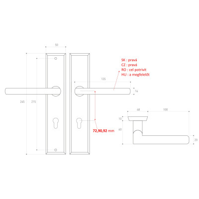 METRO kľučka na vchodové dvere nerez