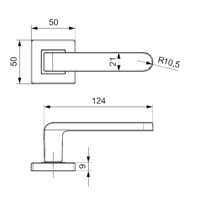 K02 WC kľučka na dvere čierna