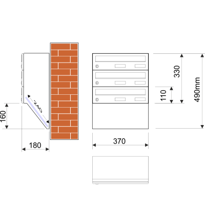 M37U / 3 schránka úkosová RAL7016 M37U / 3 schránka úkosová RAL7016