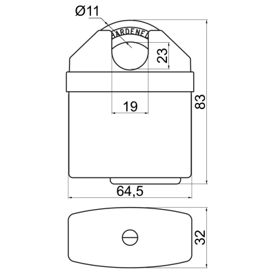 HERMES bezpečnostný visiaci zámok HERMES bezpečnostný visiaci zámok