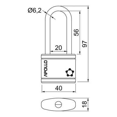 RV.APOLLO.40.PL.CRN visiaci zámok RV.APOLLO.40.PL.CRN visiaci zámok
