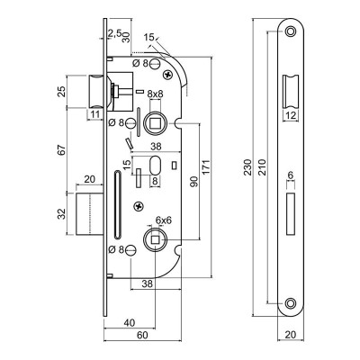 Z.301-WC.90/40/20.PL.CE zadlabací zámok na WC