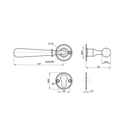 HERMÍNA R kľučka rozetová na vložku