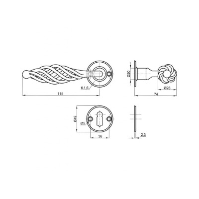 EVELÍNA R kľučka rozetová na kľúč EVELÍNA R kľučka rozetová na kľúč