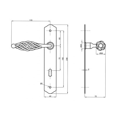 EVELÍNA kľučka 72mm kľúč EVELÍNA kľučka 72mm kľúč