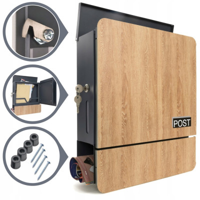 S3693 Poštová schránka Antracit + Imitácia dreva