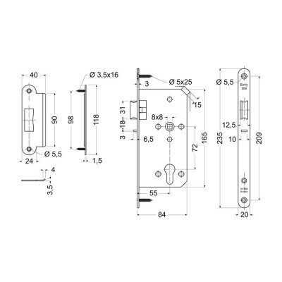 EN.304.BS.72.55.20.PL zadlabací zámok na vložku