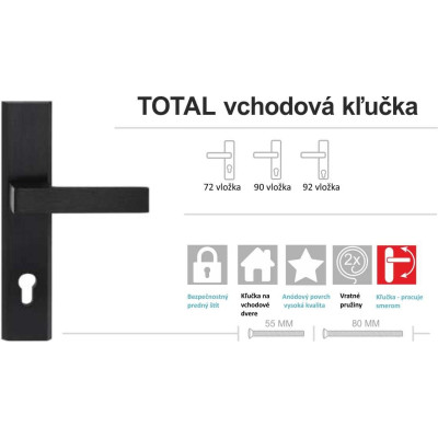 TOTAL vchodová kľučka-kľučka čierna TOTAL vchodová kľučka-kľučka čierna