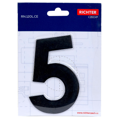 RN.120L.5.CE číslo "5" 120mm čierne matné RN.120L.5.CE číslo "5" 120mm čierne matné