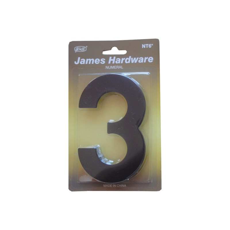 Číslica "3" fasádna 152mm čierna matná Číslica "3" fasádna 152mm čierna matná