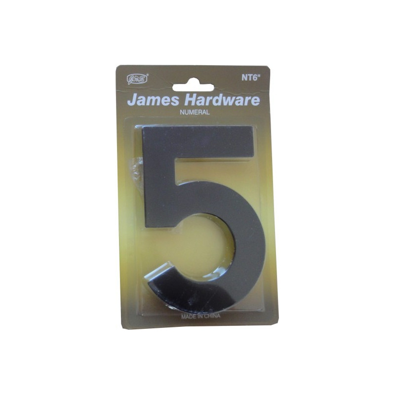 Číslica "5" fasádna 152mm čierna matná Číslica "5" fasádna 152mm čierna matná