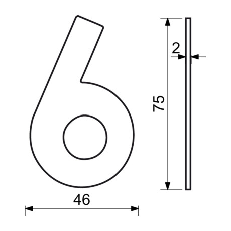 RN.75L číslo "6" 75 mm nerez