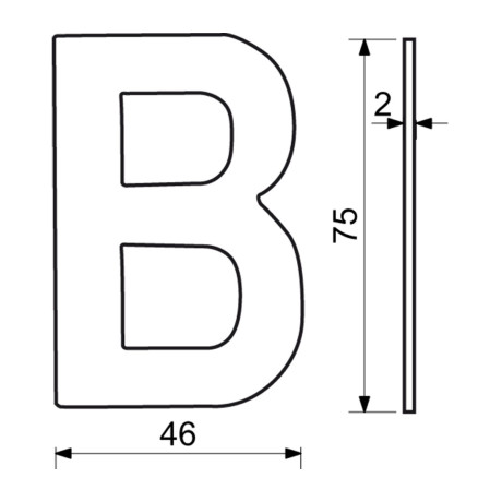 RN.75L písmeno "B" 75 mm nerez