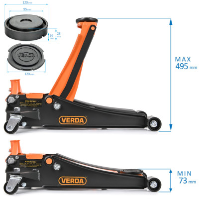 D8013 hydraulický nízkoprofilový zdvihák dvojpiestový 3T