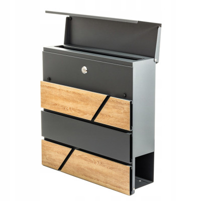 D3638 poštová schránka antracit + imit.dreva