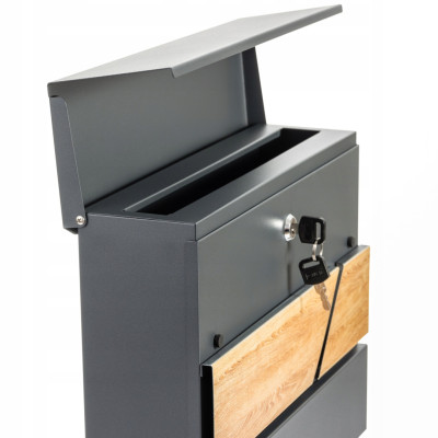 D3638 poštová schránka antracit + imit.dreva