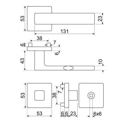 RK.C26.MODENA.WC.ANT kľučka na dvere