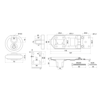 RGV.118.CRN/D70 petlica s visiacim zámkom
