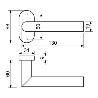 RK.F.1967.CE kľučka na dvere čierna