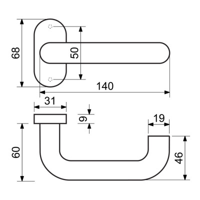 RK.F.1968.CE kľučka na dvere čierna
