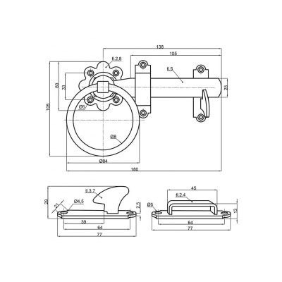 Bránková závora s krúžkom obojstranná 150mm Bránková závora s krúžkom obojstranná 150mm