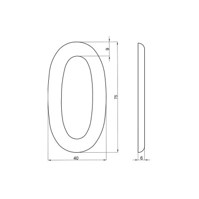 Číslica "0" 75mm bronz