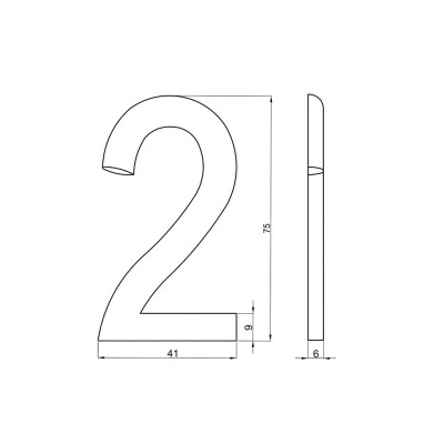 Číslica "2" 75mm bronz