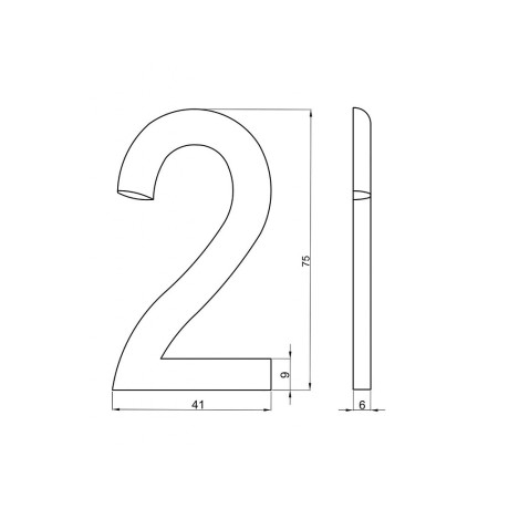 Číslica "2" 75mm bronz