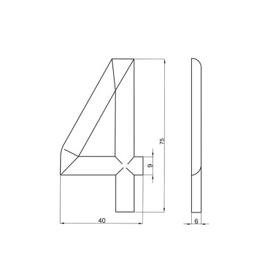 Číslica "4" 75mm bronz