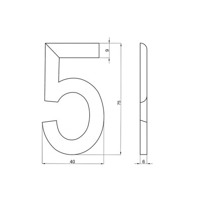 Číslica "5" 75mm bronz
