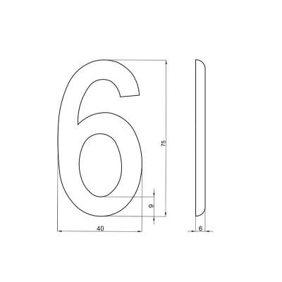 Číslica "6" 75mm bronz