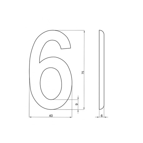 Číslica "6" 75mm bronz