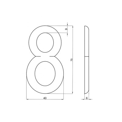 Číslica "8" 75mm bronz