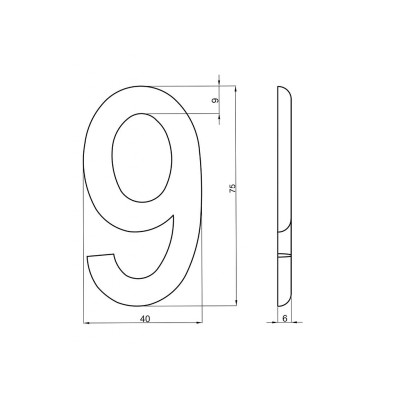 Číslica "9" 75mm bronz