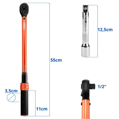 Momentový kľúč na kolesá 1/2" 40-220 Nm SN1738 Momentový kľúč na kolesá 1/2" 40-220 Nm SN1738