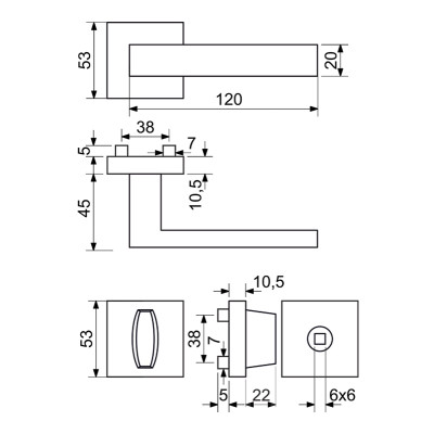 RK.TP-FORM.WC.CE kľučka na dvere RK.TP-FORM.WC.CE kľučka na dvere