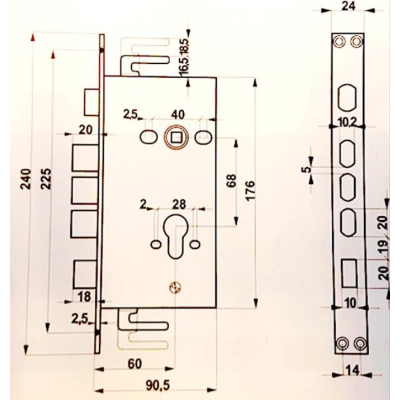 Zadlabací zámok do čínskych dverí na vložku