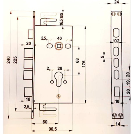 Zadlabací zámok do čínskych dverí na vložku