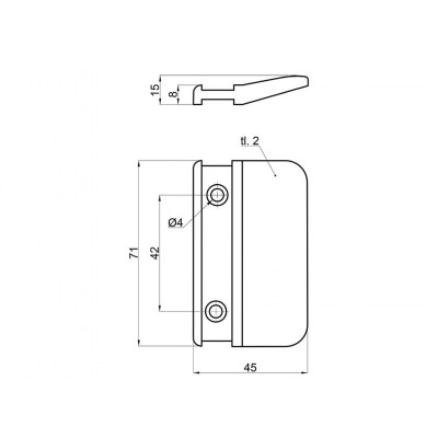 Madlo na balkónové dvere Ph orech r.42,5