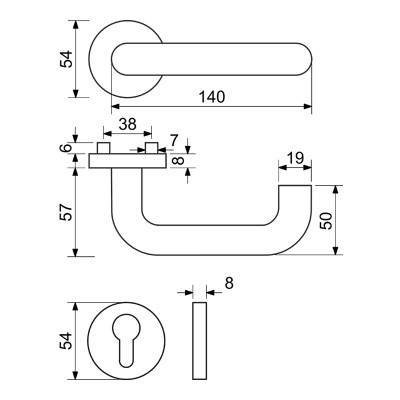 RK.U-FORM.PZ.CE kľučka na dvere