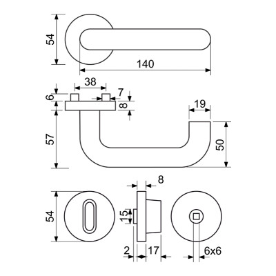 RK.U-FORM.WC.CE kľučka na dvere