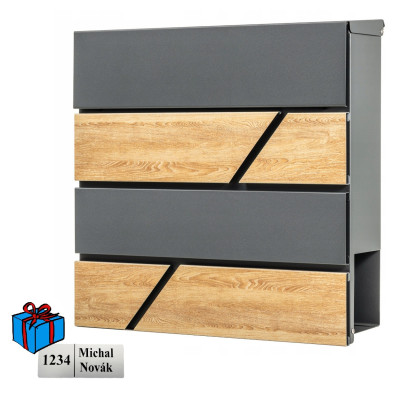 D3638 poštová schránka antracit + imit.dreva