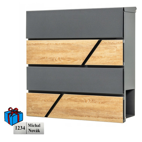 D3638 poštová schránka antracit + imit.dreva