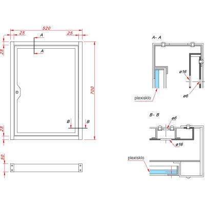 Informačná vitrína 52x70cm RAL7035 POŠKODENÝ RÁM