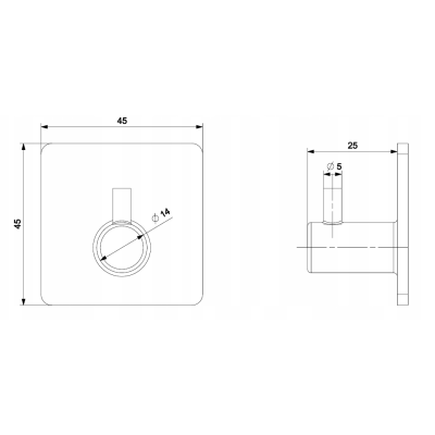 WS2 samolepiaci háčik štvorcový 45mm