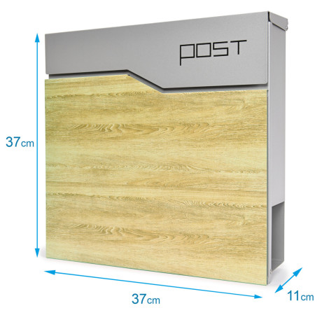 S3637 poštová schránka strieborná + imit.dreva
