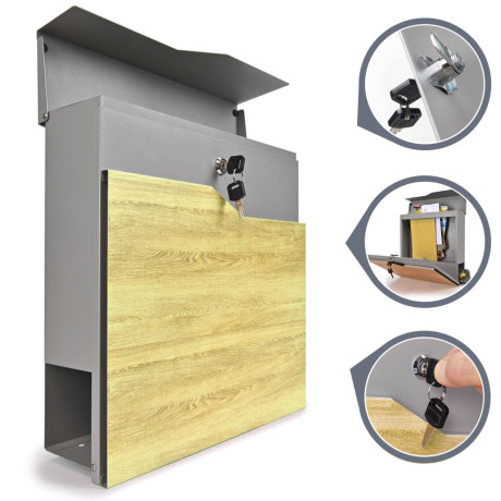 S3637 poštová schránka strieborná + imit.dreva