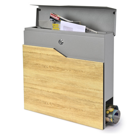 S3637 poštová schránka strieborná + imit.dreva